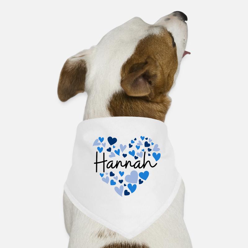Hannah Name Design with Heart-Shaped blue Hearts Dog Bandana