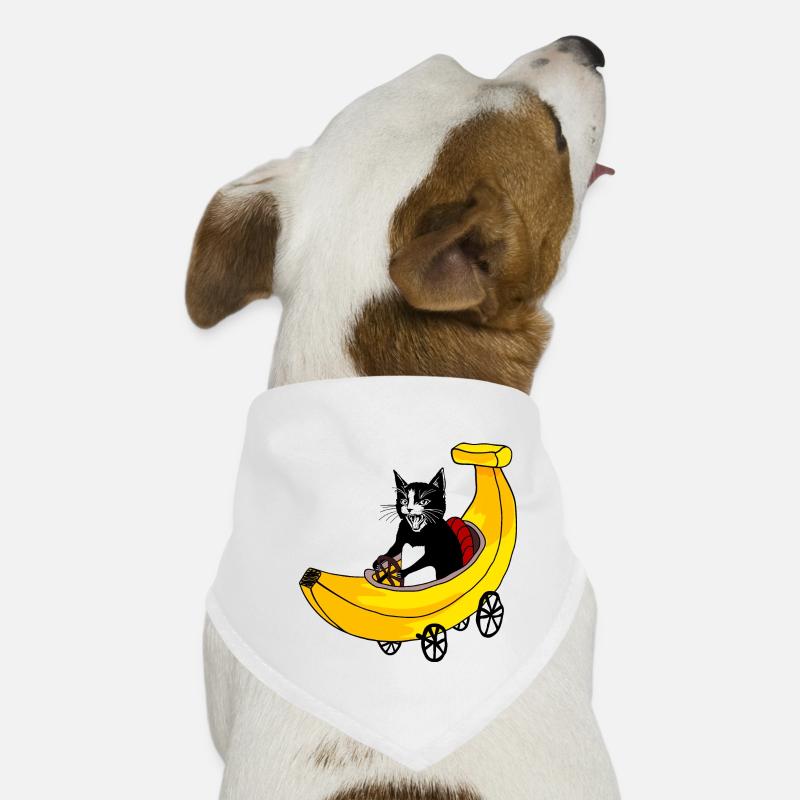 Schnelle Katze und Banane - Hunde-Bandana - Weiß