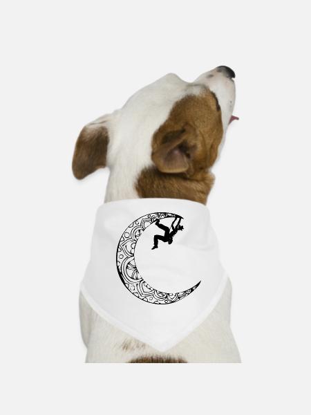 Escalade sur la lune - Femme grimpeur sur la lune - Bandana pour chien - blanc