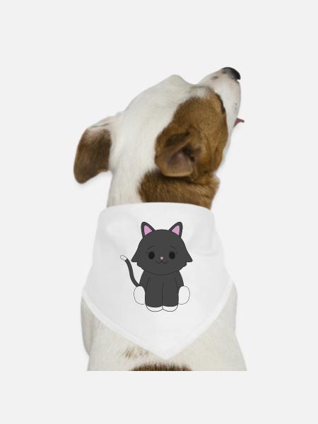 Black cat - Dog Bandana - white - Front