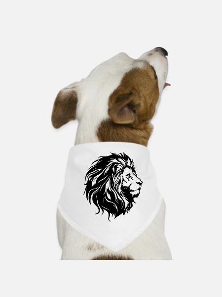 Löwenkopf Löwe Silhouette - Hunde-Bandana - Weiß