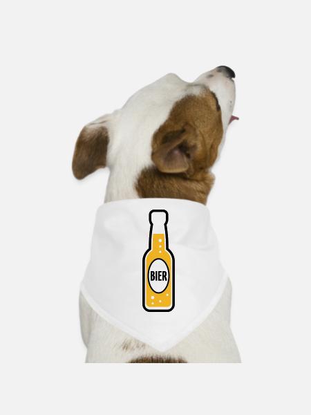 Bierflasche (Bier / Bierchen / POS 2C) - Hunde-Bandana - Weiß - Vorne