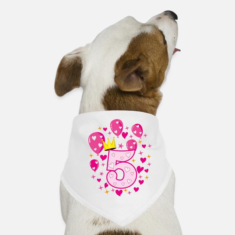 05 5 Geburtstag Mädchen Luftballons Krone Sternc Hunde-Bandana