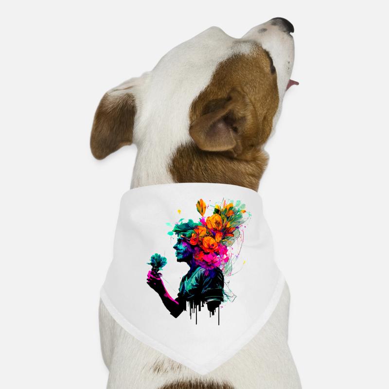 Psychedelisches Kunstwerk - Mann mit Blumen Hunde-Bandana