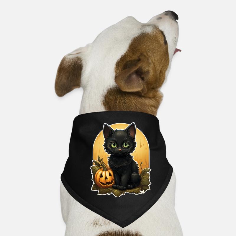 Black Cat Halloween Pumpkin - Cat Hunde-Bandana