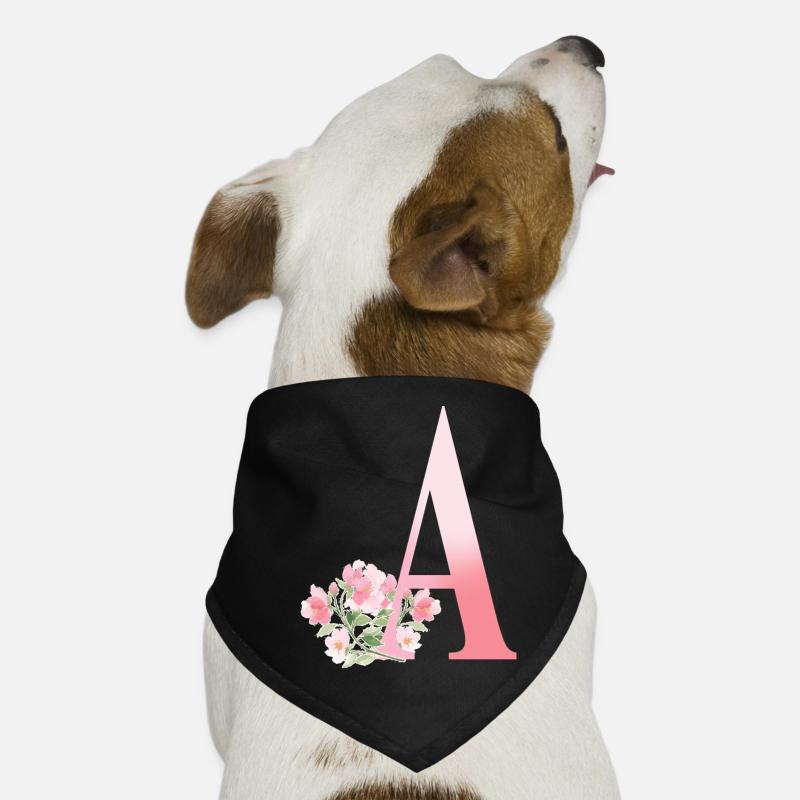 Buchstabe A mit Blumen Hunde-Bandana