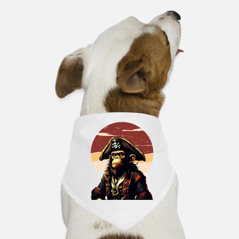 Captain Comic Monkey Pirate Caribbean - Dog Bandana - white
