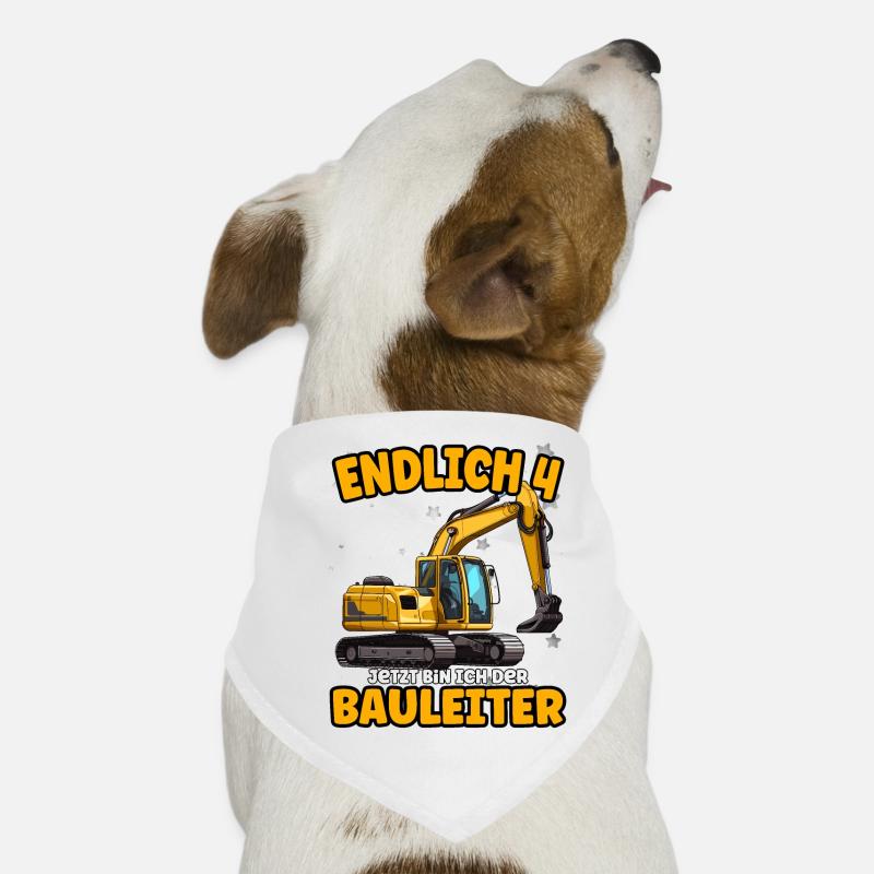 Endlich 4 - jetzt bin ich der Bauleiter - Hunde-Bandana - Weiß