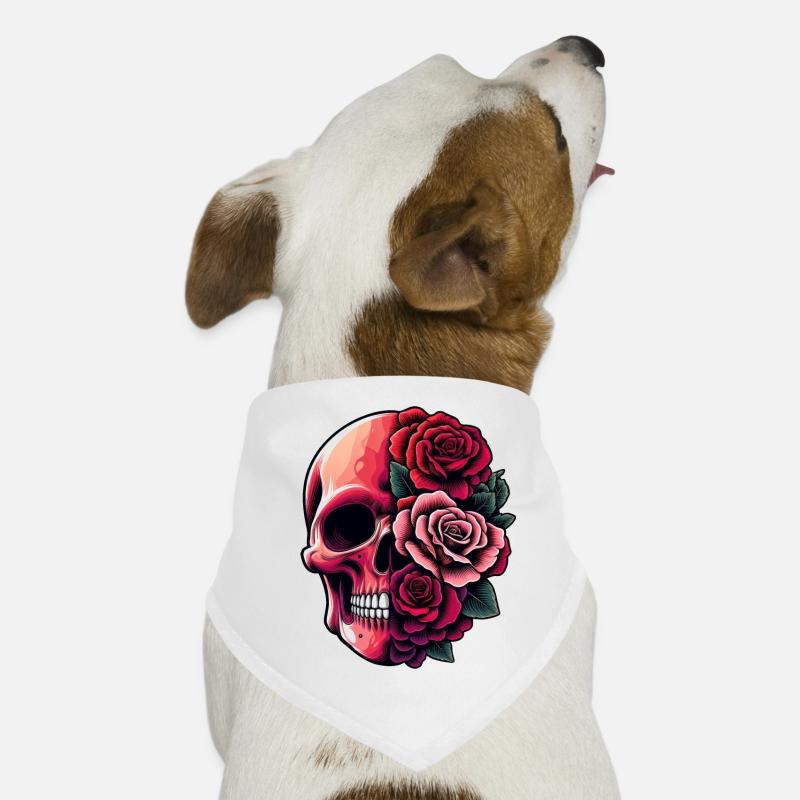 Totenkopf und Blumenstrauß Hunde-Bandana