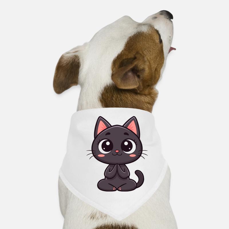 Chat noir mignon en prière Bandana pour chien