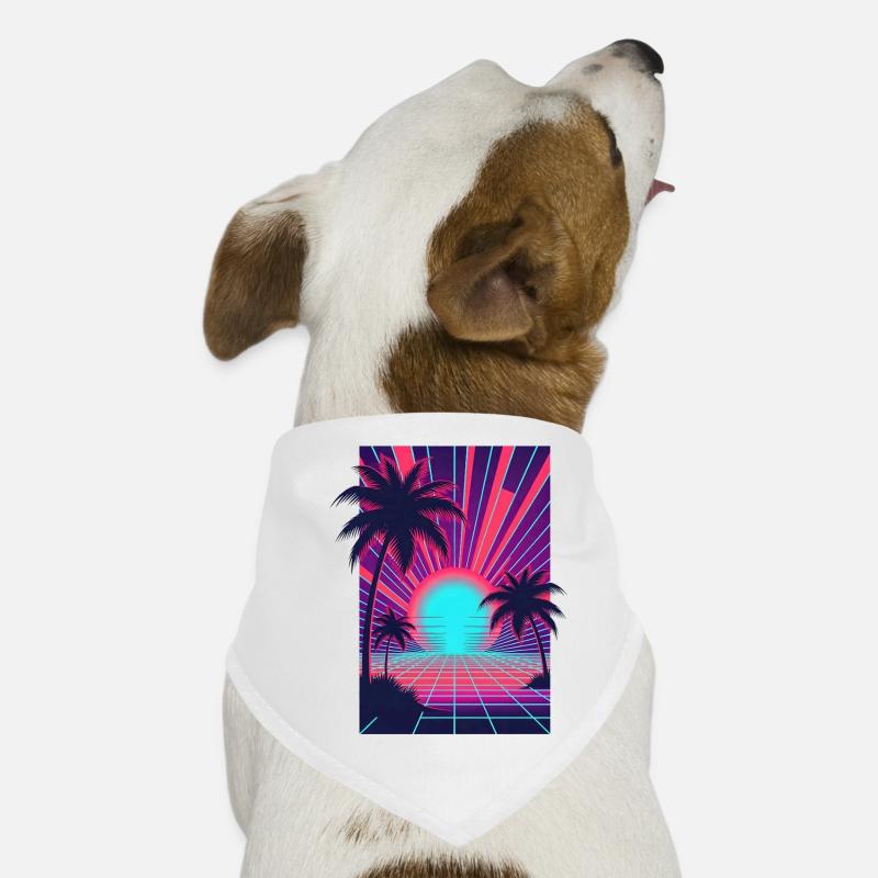 Neon sunset on the palm beach Dog Bandana