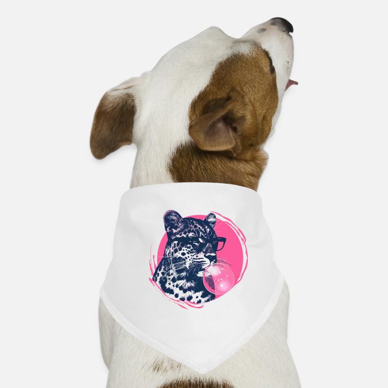 Léopard avec des lunettes et chewing-gum rose Bandana pour chien