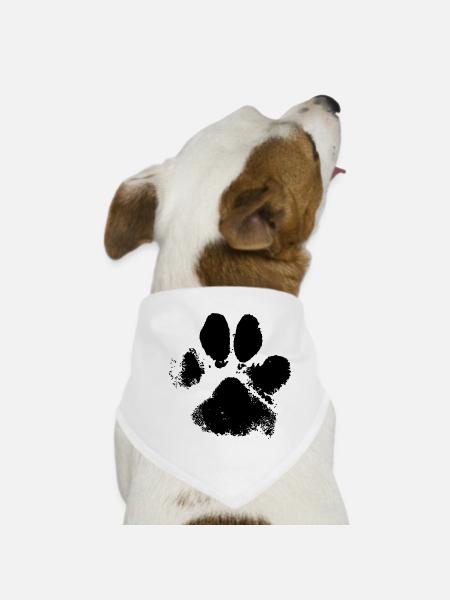 Hunde Tatze Pfotenabdruck - Hunde-Bandana - Weiß - Vorne