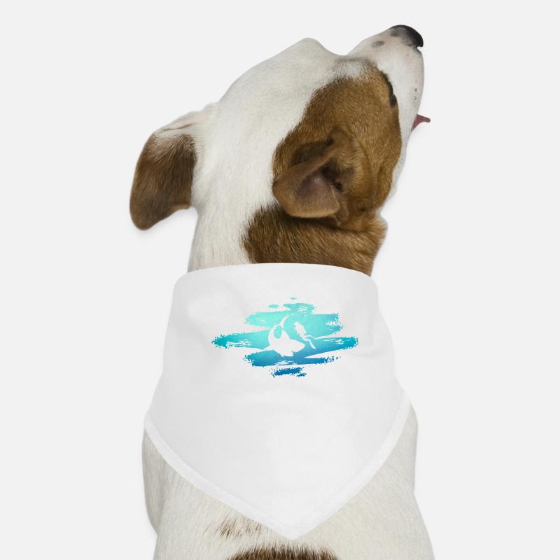 Requin dans l'océan avec des plongeurs, grand requin-marteau requin blanc - Bandana pour chien - blanc