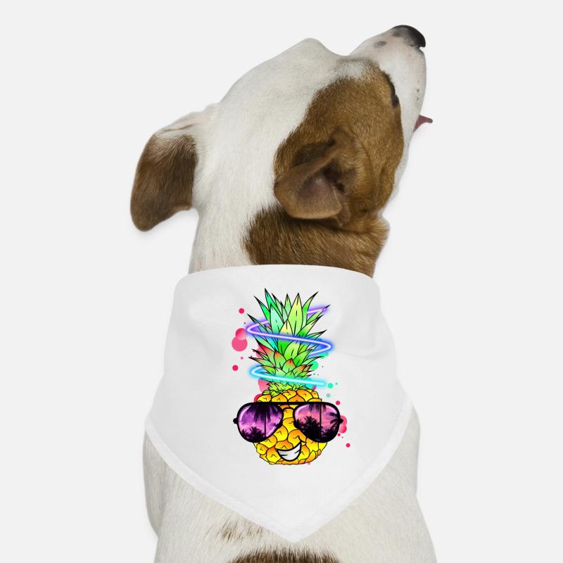cool pineapple with neon spiral Dog Bandana