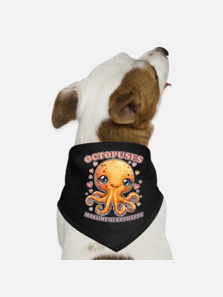 Lustiges Kraken Kopffüßer Tintenfisch Geschenk - Hunde-Bandana - Schwarz - Vorne