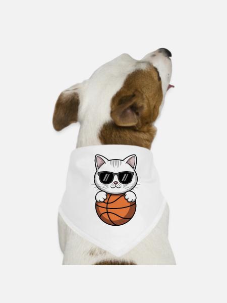 Basketball Katze Lustiges Basketball Geschenk - Hunde-Bandana - Weiß
