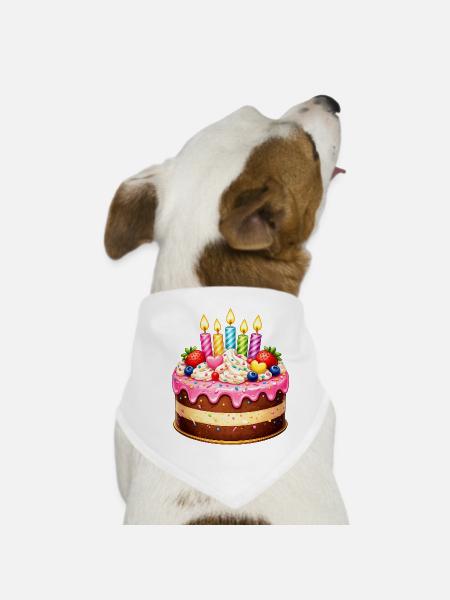Birthday cake with candles - Dog Bandana - white