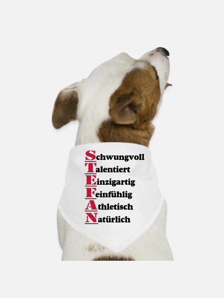 Stefan , Vorname,Namensschild,Name,Fun Shirt (25) - Hunde-Bandana - Weiß - Vorne