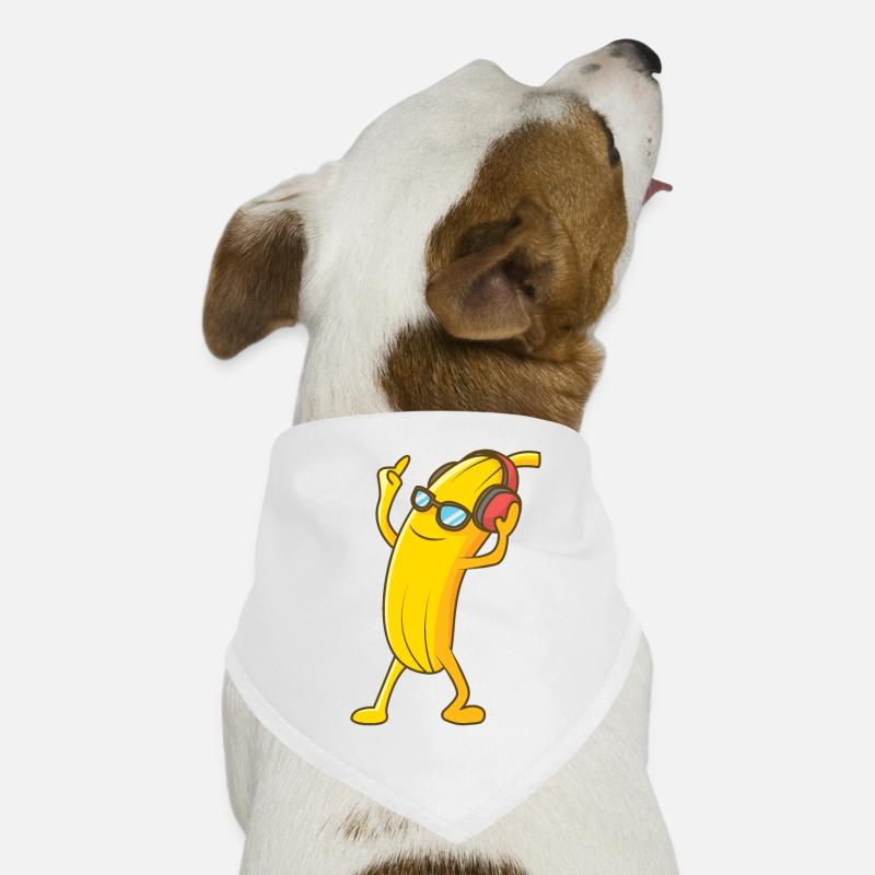 Disco Banane mit coolen Kopfhörern Hunde-Bandana
