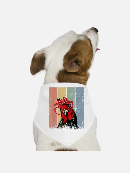Süßes Mädchen Huhn mit Bandana Stirnband Brille - Hunde-Bandana - Weiß
