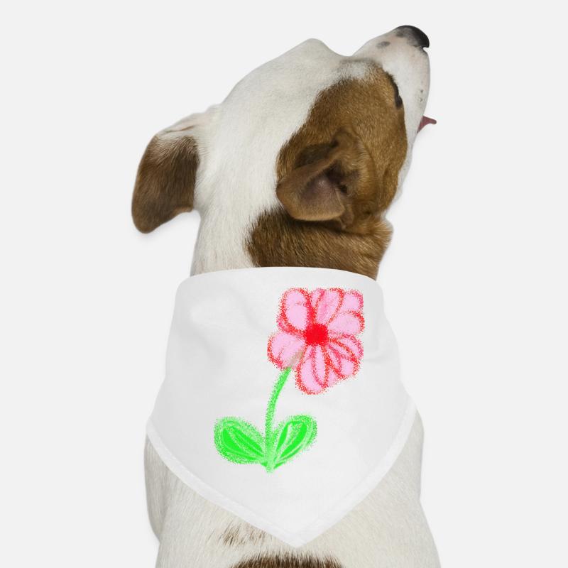 Rotes Blümchen handgemalt abstrakt Blume Pixel - Hunde-Bandana - Weiß