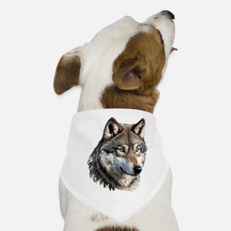 Der Wolf - Hunde-Bandana - Weiß