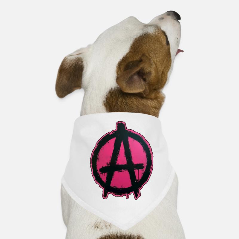 Pink Anarchy on Black Circle Dog Bandana