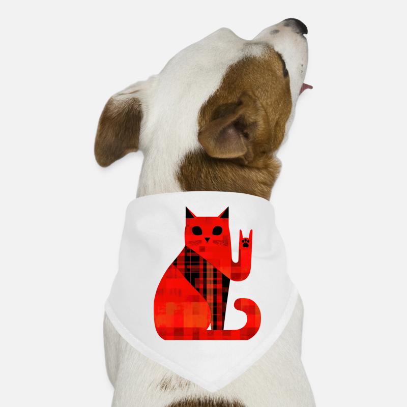 Rote Katze Karo Muster Modern Hunde-Bandana