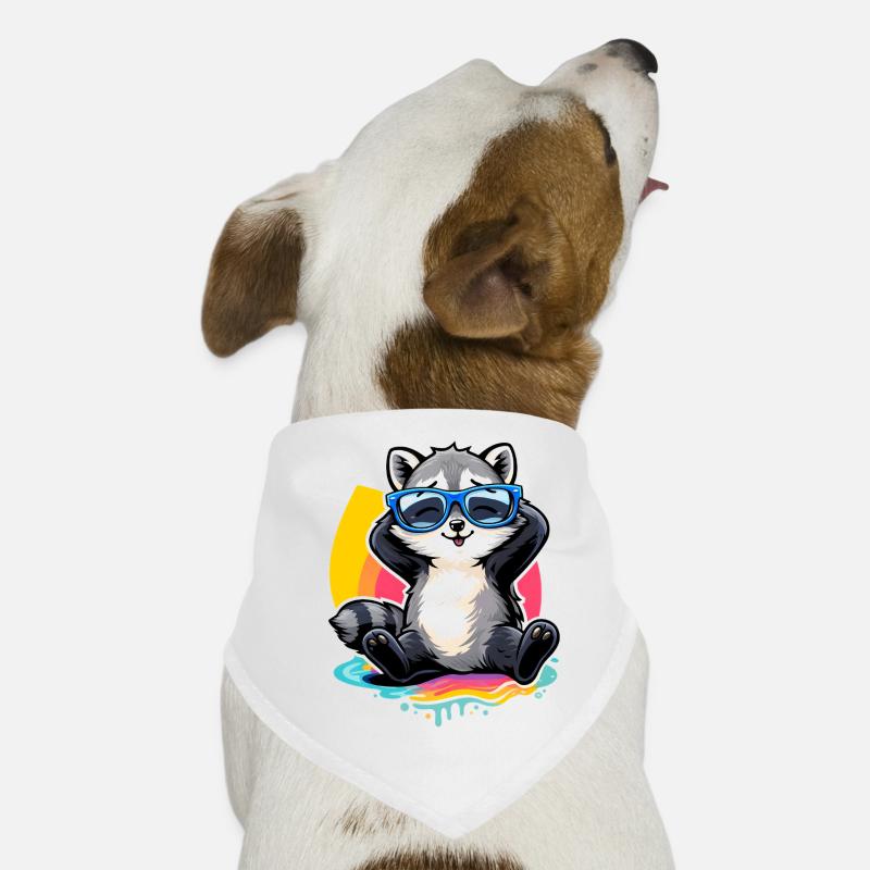Relaxter Waschbär mit Sonnenbrille   Hunde-Bandana
