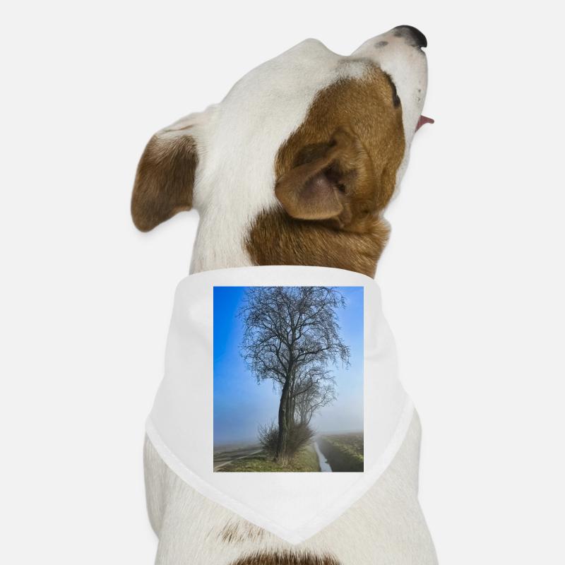 Lonely tree in morning mist Dog Bandana