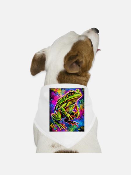 Frosch - Hunde-Bandana - Weiß - Vorne