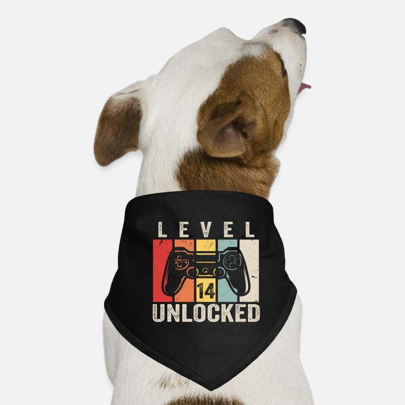 Level 14 Unlocked 14 Jahre Geburtstag Geschenk Hunde-Bandana
