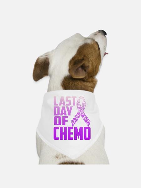 Last day of Chemo Cancer Survivor - Funny Chemo - Dog Bandana - white - Front