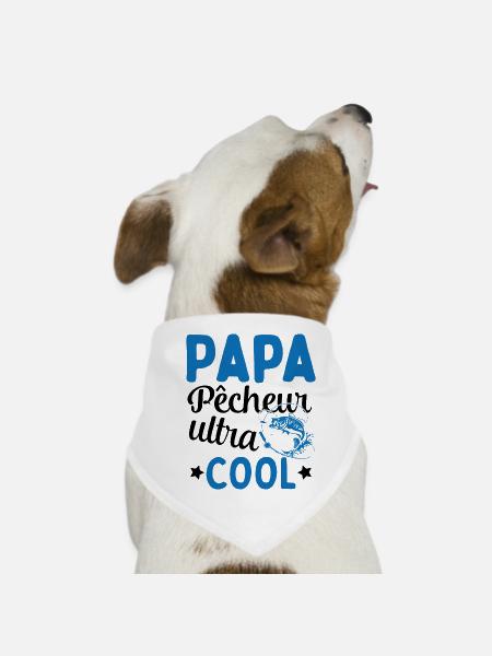 Cadeau Papa pêcheur cadeau fête des pères - Bandana pour chien - blanc - Devant