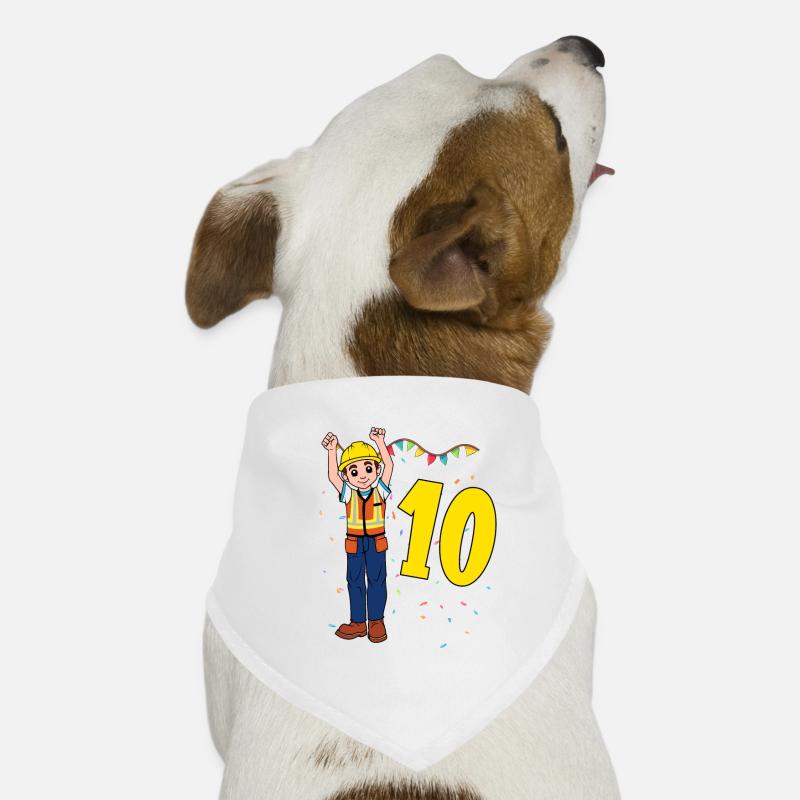 Mit Bauarbeiter - Jungs Geburtstag 10 Jahre Hunde-Bandana