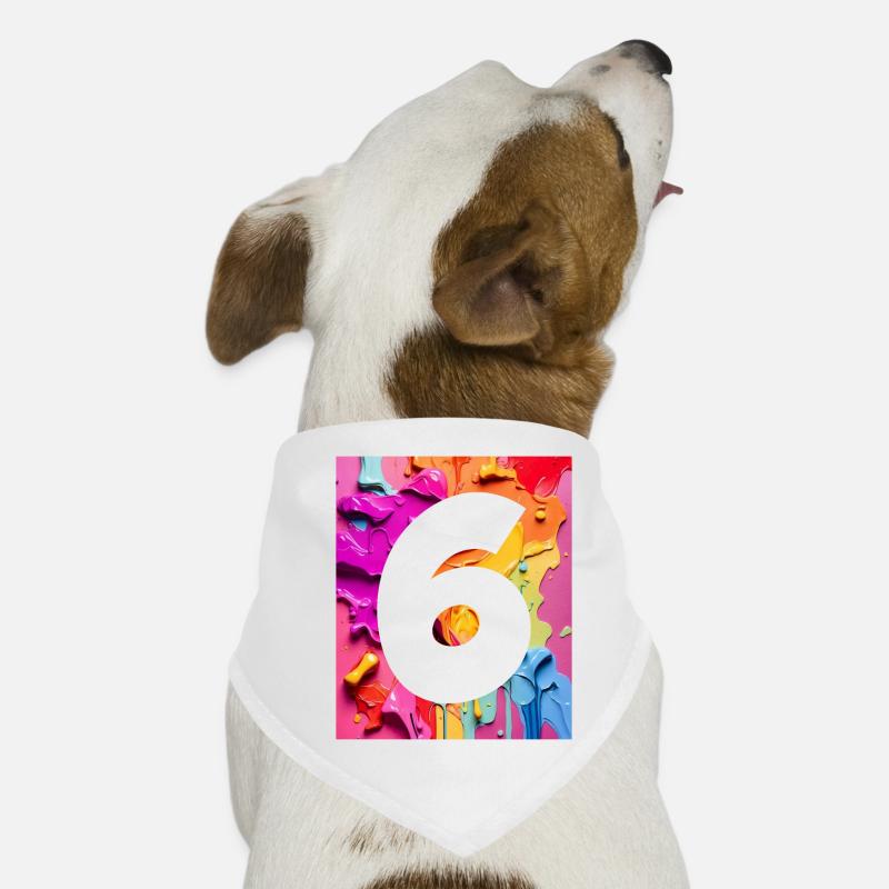 NR. 6 NUMMER 6 BUNT 6. GEBURTSTAG - Hunde-Bandana - Weiß