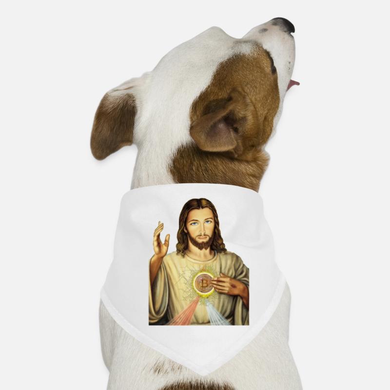 Bitcoin Jesus - Hunde-Bandana - Weiß
