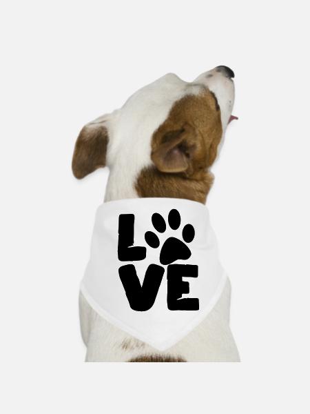 Dog love. For all dog lovers. Dog * - Dog Bandana - white - Front