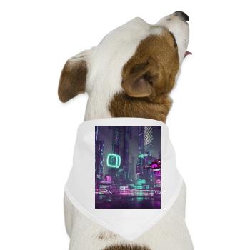 Futuristische Stadt - Hunde-Bandana - Weiß - Vorne