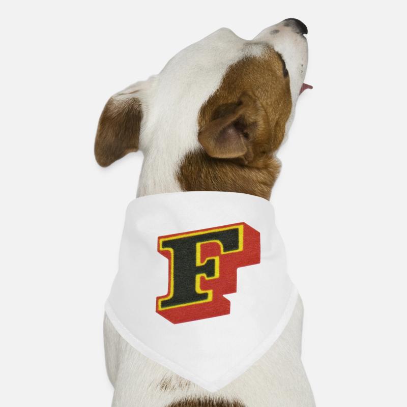 F-Buchstabe - Hunde-Bandana - Weiß