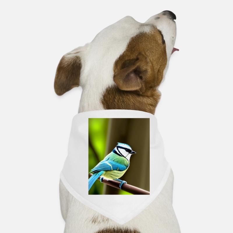 Cool Comic Portrait d’une mésange bleue dans la forêt Bandana pour chien