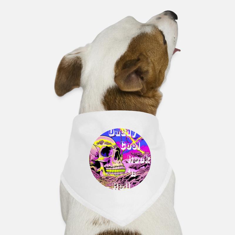 Daddy Cool Rock N Roll - Skull - Dog Bandana - white