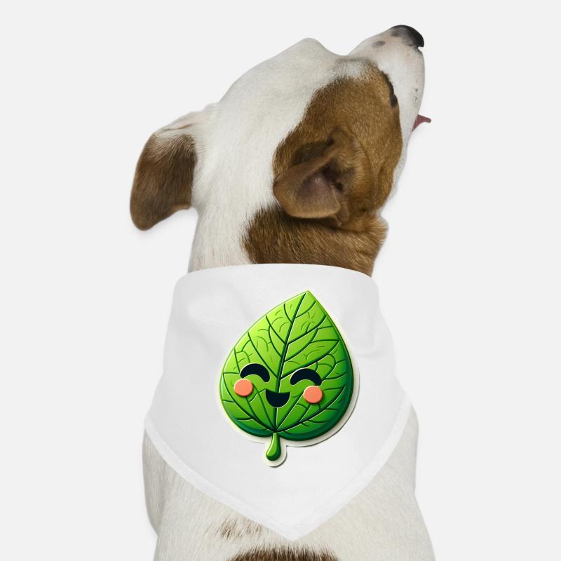 Smiling Spring Leaf - Dog Bandana - white