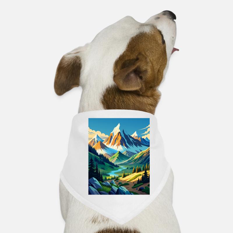 Mountain beauty with trees and a river Dog Bandana