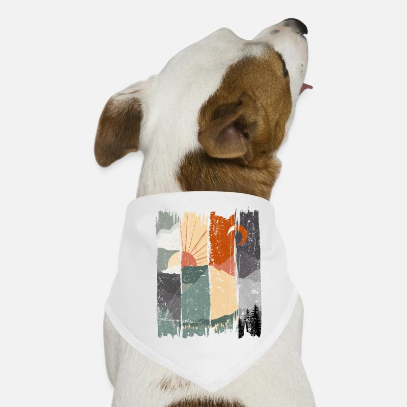 Illustration abstraite de paysage de coucher de soleil Bandana pour chien