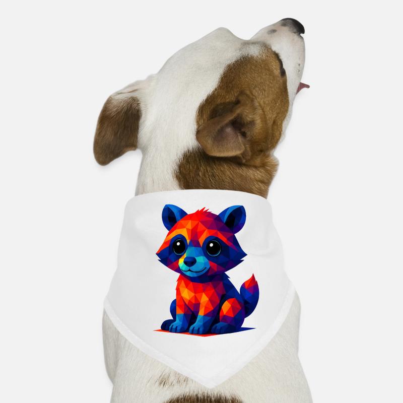 WPAP Polygone Kawaii Style Animaux Bébé Raton laveur Bandana pour chien