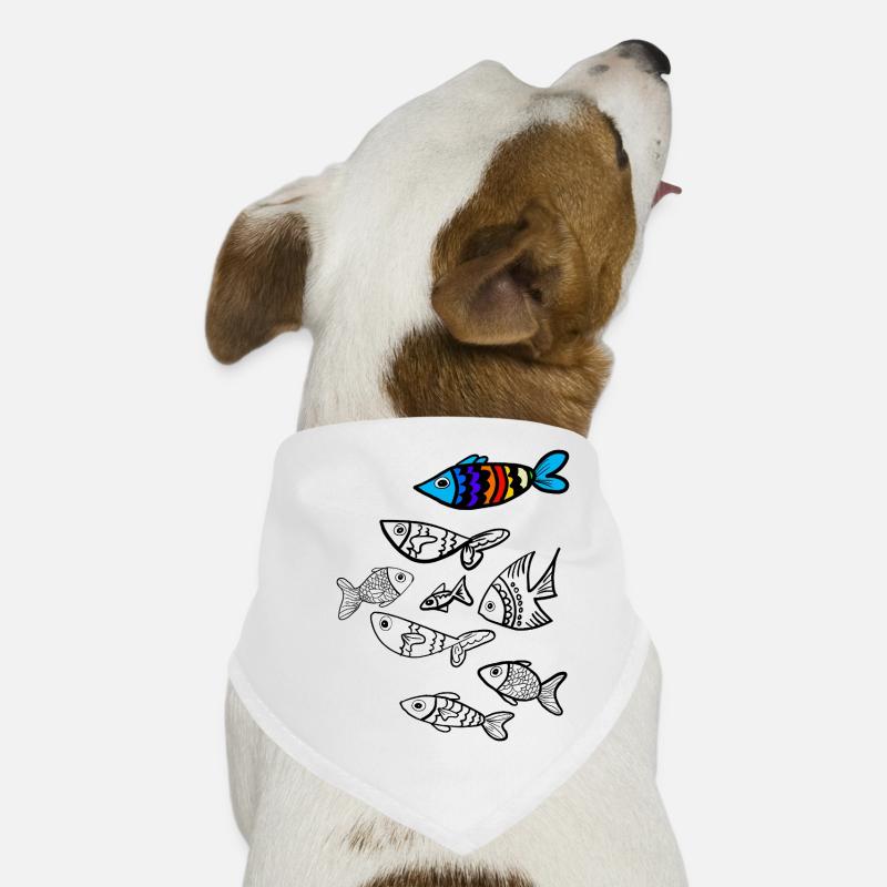 Colorful fish over fish Dog Bandana