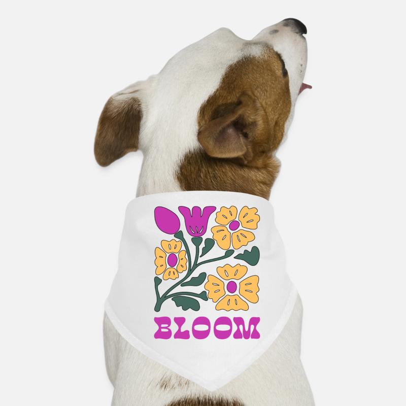 Blumen Pop Neon Pink - Hunde-Bandana - Weiß