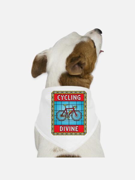 Cycling Stained Glass - Dog Bandana - white - Front